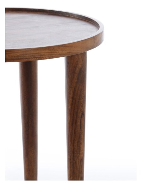 Tavolino rotondo in legno massiccio di acacia ø 49 cm Qiano - Light & Living