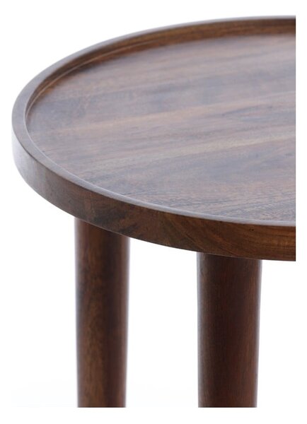 Tavolino rotondo in legno massiccio di acacia ø 49 cm Qiano - Light & Living