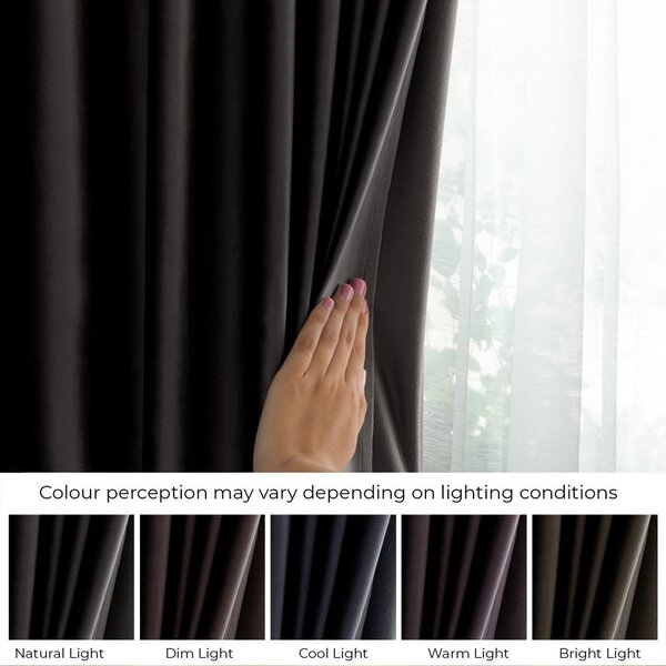 Tenda parzialmente oscurante nera in velluto 140x270 cm – Restilo