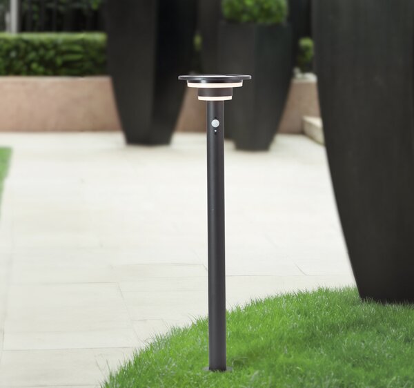 BRILLANTE lampada solare nera da terra per esterni GARVINA | con rilevatore di movimento | 3W 430lm 3000K | acciaio inox/plastica