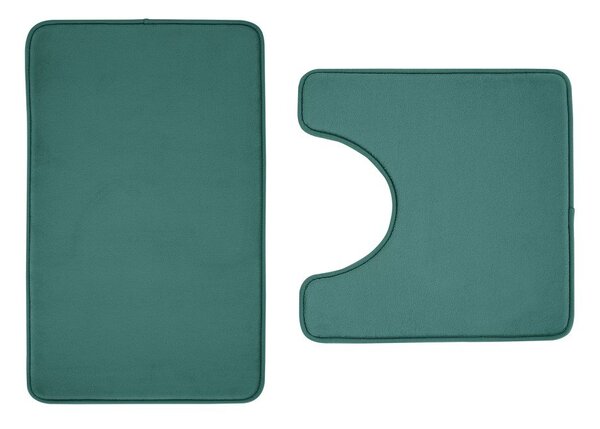 Set di tappetini per il bagno verdi in memory foam 2 pz per WC 50x80 cm Anti-Bacterial – Catherine Lansfield