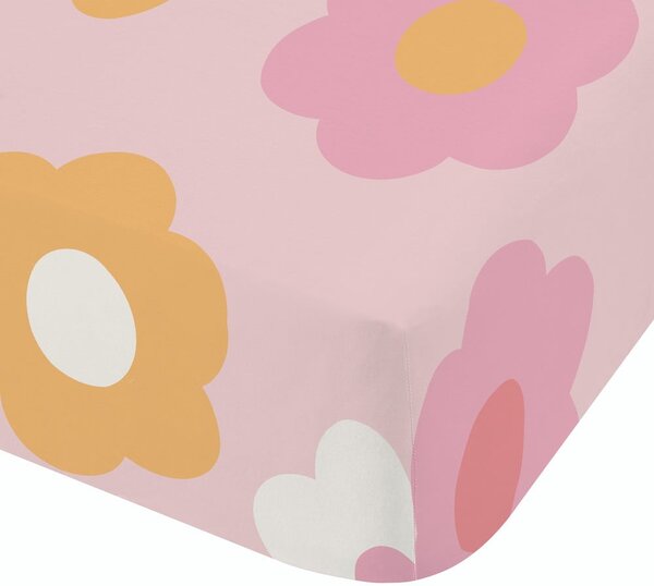 Lenzuolo con angoli per bambini rosa per letto matrimoniale 135x190 cm Retro Daisy – Catherine Lansfield