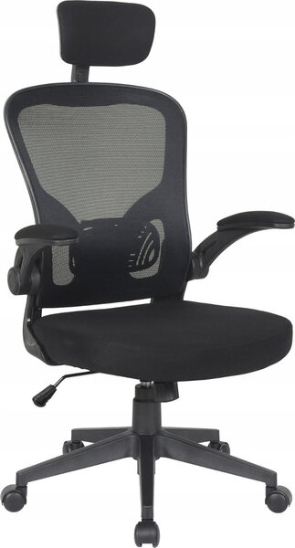 Sedia da ufficio ALEX, sedia girevole ergonomica, schienale in rete, comodi braccioli, robusta base cromata, nera, per l'ufficio e l'home office