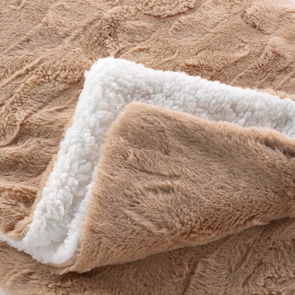 Coperta marrone chiaro in micropile 180x220 cm Foxy – douceur d'intérieur