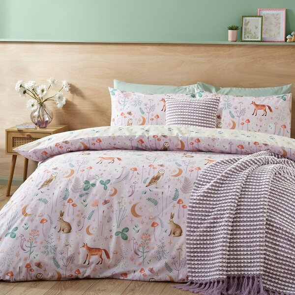 Set copripiumino e federa lavanda per letto matrimoniale 200x200 cm Enchanted Twilight Animals – Catherine Lansfield