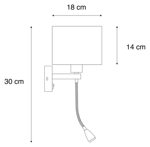 Lampada da parete nera con paralume in velluto taupe 18 cm - Brescia Combi