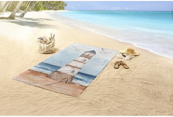 Telo mare blu/marrone in velluto 100x180 cm Berlin – Good Morning