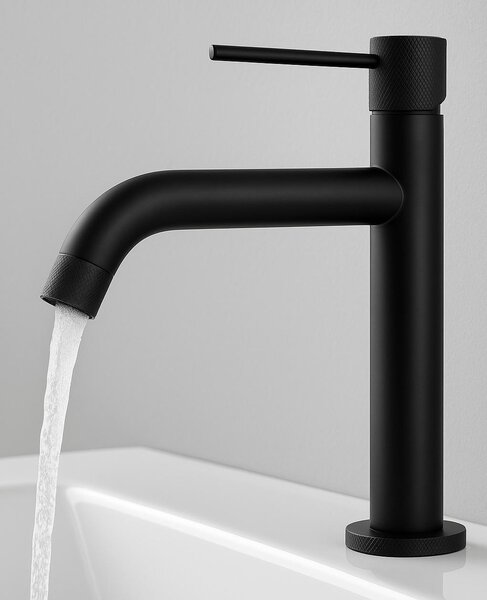 Miscelatore lavabo Ames – nero – miscelatore con set di installazione