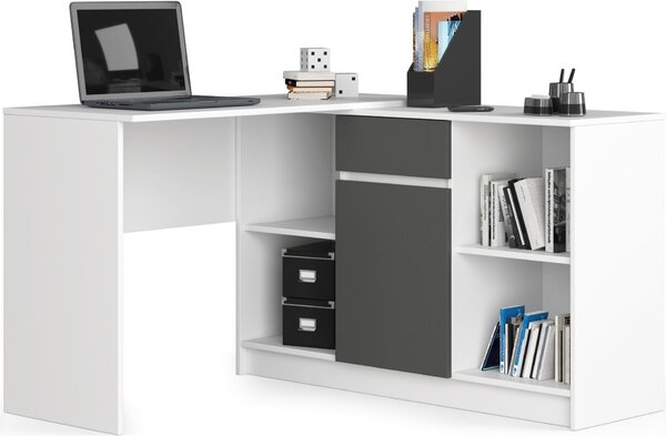 Akord Scrivania Angolare Con Mobiletto Bianco/Grigio 120X126X79 Cm