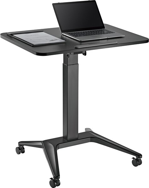 Maclean MC-453 Scrivania mobile per laptop con regolazione pneumatica dell'altezza Scrivania per laptop con rotelle, 80x52 cm, max. 8 kg, altezza regolabile fino a 109 cm (nero)