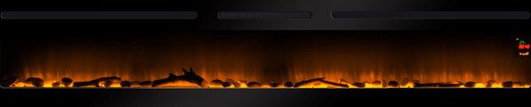 CHEMIN'ARTE - Caminetto elettrico da incasso Elysée Infinity 228 cm con effetto fiamme LED, riscaldamento programmabile, telecomando