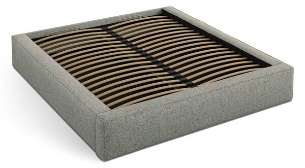 Letto matrimoniale imbottito verde con contenitore/senza testiera con rete inclusa 180x200 cm Simon – Micadoni