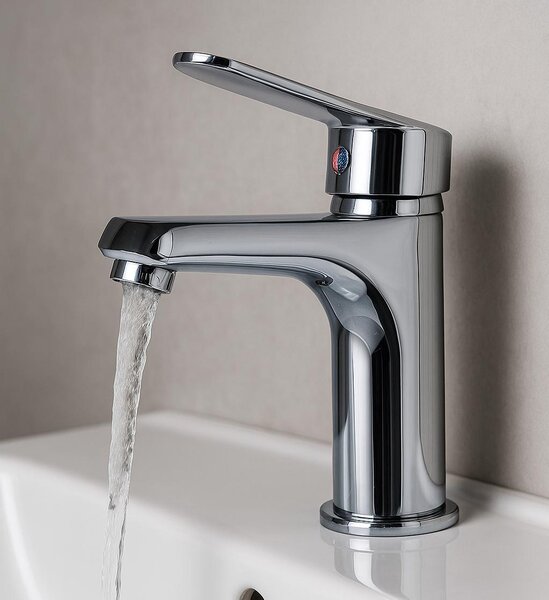 Badplaats Rubinetto Lavabo Nagano - Cromo - Miscelatore con Kit di Montaggio e Flessibili