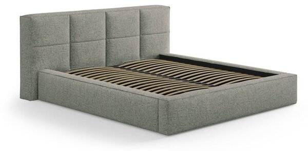 Letto matrimoniale imbottito verde con contenitore/senza testiera con rete inclusa 180x200 cm Simon – Micadoni