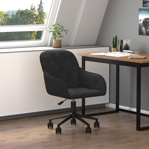 The Living Store Sedia da ufficio girevole in velluto nero
