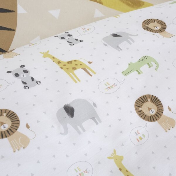 Set copripiumino e federa da bambini marrone chiaro per letto singolo 135x200 cm Roarsome Animals – Catherine Lansfield