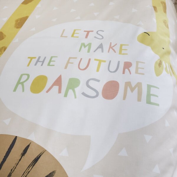 Set copripiumino e federa da bambini marrone chiaro per letto singolo 135x200 cm Roarsome Animals – Catherine Lansfield
