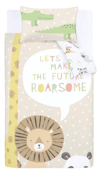 Set copripiumino e federa da bambini marrone chiaro per letto singolo 135x200 cm Roarsome Animals – Catherine Lansfield