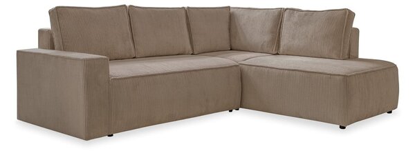 Divano letto angolare in velluto a coste beige Brave Dave - Miuform