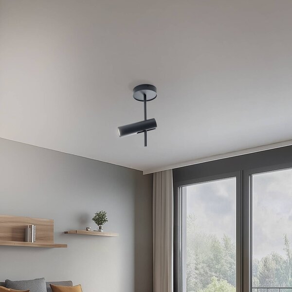 Faretto da soffitto Leda 1, antracite, a 1 luce, acciaio, altezza 34 cm SIGMA, dimmerabile, Nero, Soggiorno / Sala da pranzo, Metallo, Moderno, Faretto