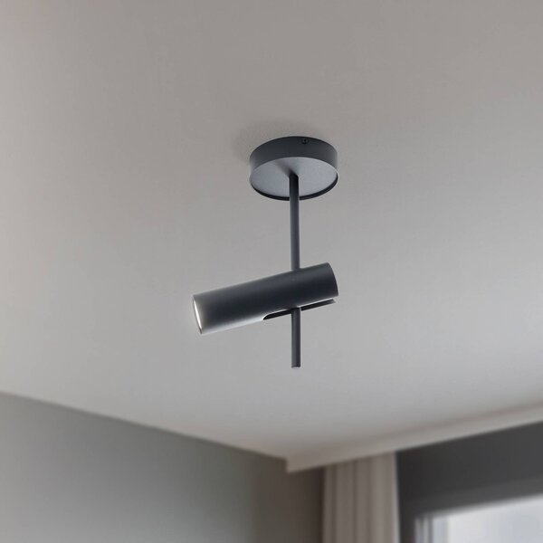 Faretto da soffitto Leda 1, antracite, a 1 luce, acciaio, altezza 34 cm SIGMA, dimmerabile, Nero, Soggiorno / Sala da pranzo, Metallo, Moderno, Faretto