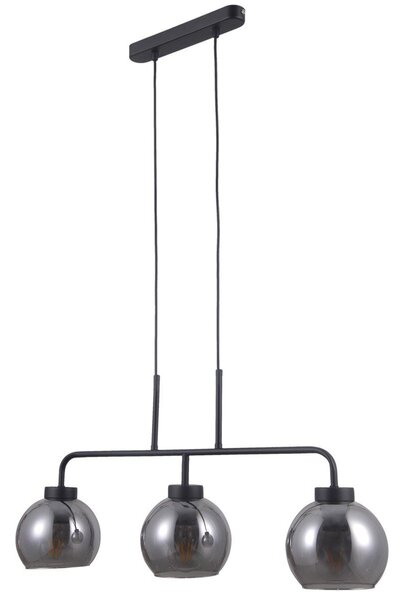 Lampadario Poggi nero opaco 3xE27x40W in vetro, dimensioni: 103x75x15 cm, IP20, Italux