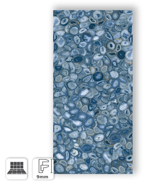 GRES PORCELLANATO EFFETTO MARMO AGATA BLU LUCIDO 60X120
