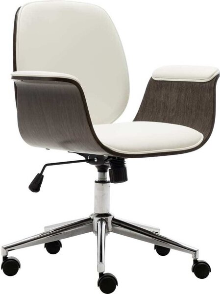 Sedia da ufficio in legno curvato bianco e Pelle finta