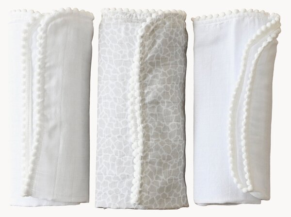 Set di 3 coperte in mussola di viscosa Pom Pom