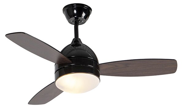 Ventilatore da soffitto nero con stampa legno 96 cm con telecomando - Rotar