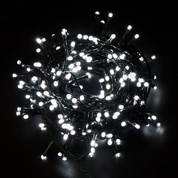 Catena di luci 11 metri da 360 Led Full Flash Bianco Freddo con cavo verde e autospegnimento Wisdom