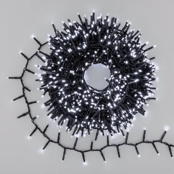 Catena di luci 11 metri da 360 Led Full Flash Bianco Freddo con cavo verde e autospegnimento Wisdom