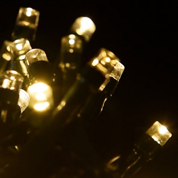Catena di luci 7 metri da 240 Led Full Flash Bianco Caldo con cavo verde e autospegnimento Wisdom