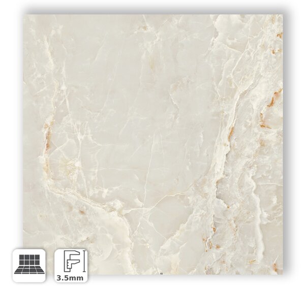 KERLITE ONYX PEARL GLOSSY STARLIGHT 100X100 - GRES SOTTILE EFFETTO MARMO ONICE 3MM LUCIDO