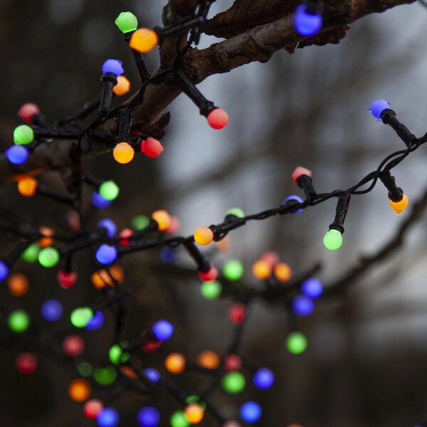 Catena di luci 10 metri da 500 Sfere luminose Led Multicolore con cavo nero e autospegnimento Wisdom