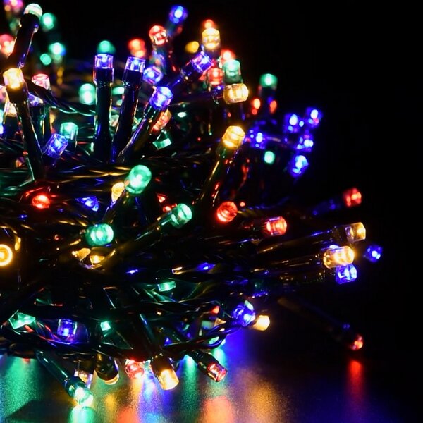 Catena di luci 41 metri da 1360 Led Mini Cluster Multicolore con cavo verde autospegnimento Wisdom