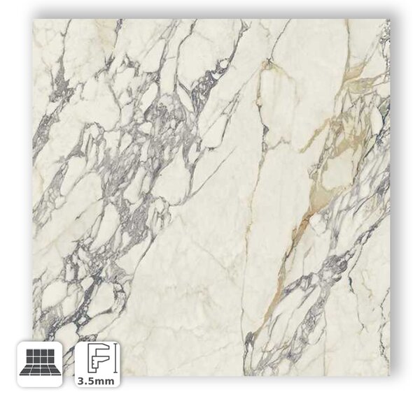 KERLITE CORCHIA ARABESQUE GLOSSY STARLIGHT 100X100 - GRES SOTTILE EFFETTO MARMO 3MM LUCIDO