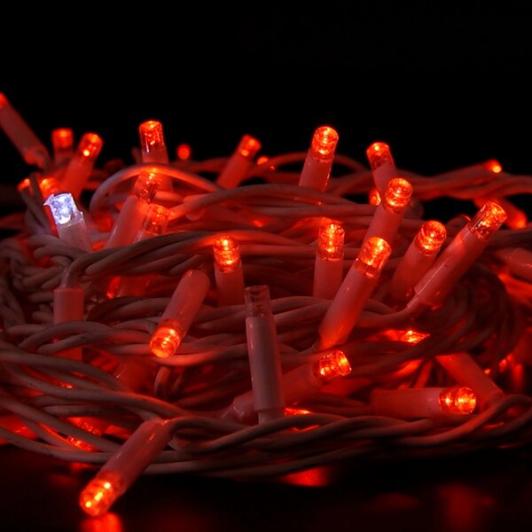 Catena di luci 10 metri 100 MaxiLed Reflex Professionale prolungabile Rosso fisso e Freddo intermittente con cavo bianco da esterno Wisdom