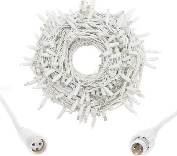 Catena di luci 10 metri 100 MaxiLed Reflex Professionale prolungabile Bianco Caldo fisso e intermittente con cavo bianco da esterno Wisdom