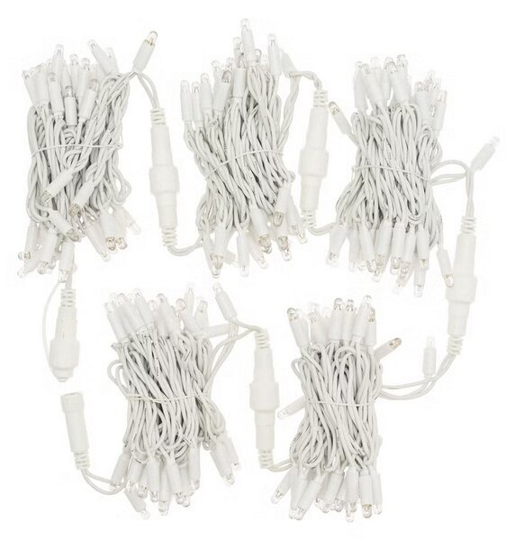 Catena di luci 10 metri 100 MaxiLed Reflex Professionale prolungabile Bianco Caldo fisso e intermittente con cavo bianco da esterno Wisdom