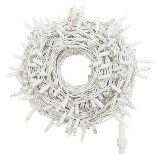 Catena di luci 10 metri 100 MaxiLed Reflex Professionale prolungabile Verde fisso e Freddo intermittente con cavo bianco da esterno Wisdom