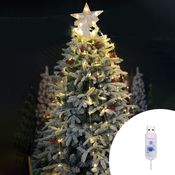 Mini Albero Di Natale Con Luci LED 25 Cm – Decorazione Fai-da-te Per Casa E Ufficio
