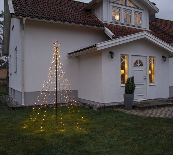 Albero luminoso a cascata con stella da 848 Led altezza 3,5 metri Bianco Caldo Wisdom