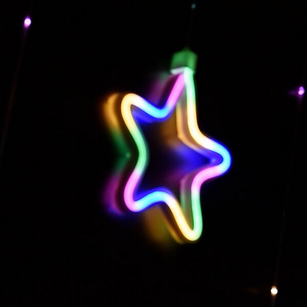 Tenda luminosa con Stelle neon 3 metri Led Multicolore stalattiti altezza 100cm per interno Wisdom