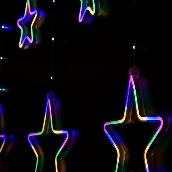 Tenda luminosa con Stelle neon 3 metri Led Multicolore stalattiti altezza 100cm per interno Wisdom