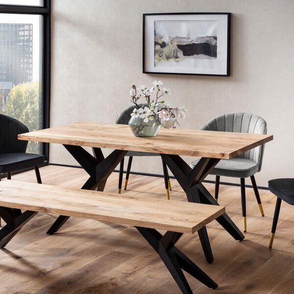 Tavolo da pranzo WOHNLING 120x60x76 cm in legno massiccio di acacia tavolo da pranzo in metallo tavolo da cucina in stile loft con gambe in metallo tavolo in legno tavolo industriale piccolo tavolo da pranzo