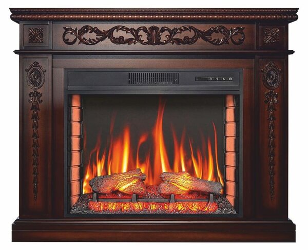 Casa Padrino Caminetto elettrico a LED barocco marrone scuro 113 x 31 x h. 92,2 cm - Mobili barocchi