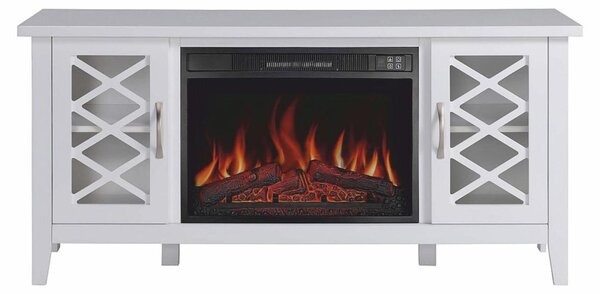 Casa Padrino mobile TV in stile country con camino elettrico a LED Bianco 137,1 x 39 x H. 64,5 cm