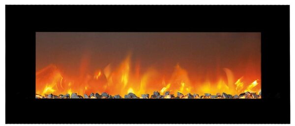 Casa Padrino Luxury LED Electric Fireplace Black 127 x 14 x H. 46,5 cm - Camino moderno da parete con touchscreen e telecomando