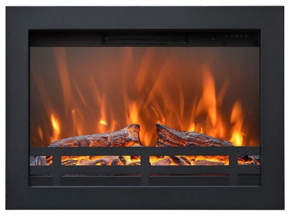 Casa Padrino caminetto elettrico da incasso nero 60,2 x 17,7 x H. 43,8 cm - Caminetto decorativo a LED da salotto con telecomando - Mobili da salotto - Mobili - Caminetti elettrici da incasso a LED